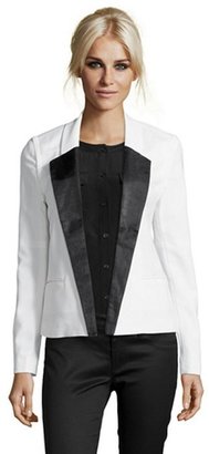 Aryn K white and black woven tuxedo jacket