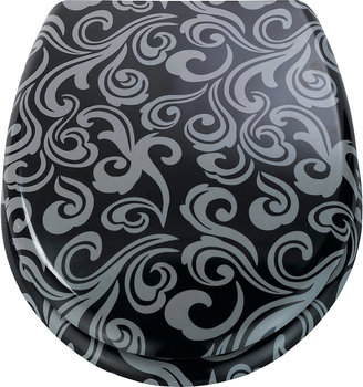 Living Damask Toilet Seat - Black and Grey.