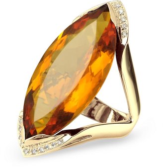 Forzieri Orange Gemstone and Diamond Yellow Gold Fashion Ring