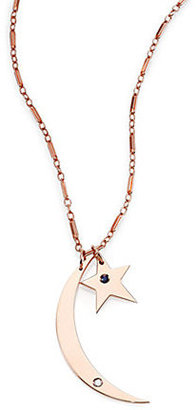 Jennifer Zeuner Jewelry Everly Sapphire & Diamond Crescent Star Double-Pendant Necklace