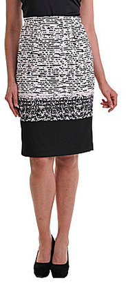 Peter Nygard Border-Print Pull-On Pencil Skirt