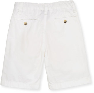 Oscar de la Renta Boys' Brushed Poplin Shorts, White, 2Y-10Y