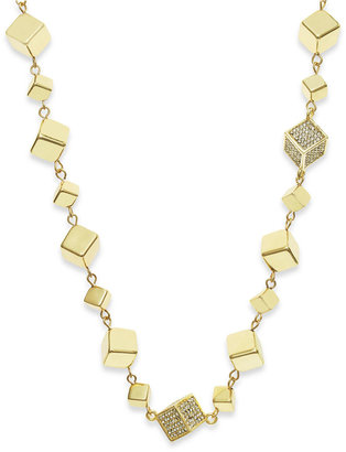 ABS by Allen Schwartz Gold-Tone Crystal Cube Long Necklace