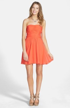 Hailey Logan Strapless Chiffon Party Dress (Juniors)