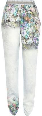 River Island White placement tropical print joggers