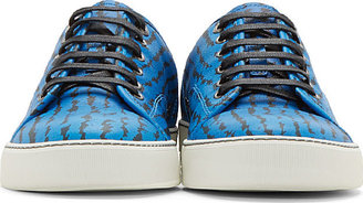 Lanvin Blue Leather Zebra Print Sneakers