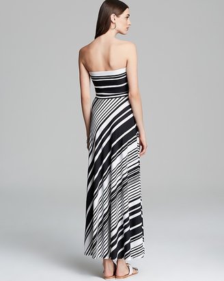 Aqua Maxi Dress - Strapless Stripe
