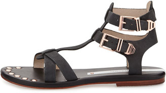 Matt Bernson KM Crisscross Studded Gladiator Sandals, Black