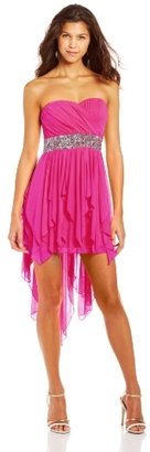 My Michelle Juniors Sweetheard Neckline High-Low Dress with Sequin Waistband