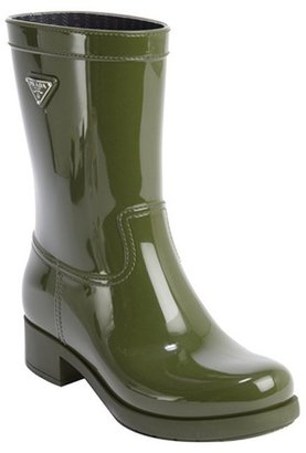Prada Sport olive rubber rain boots