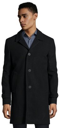 Burberry black wool blend 'Carlson' button front coat