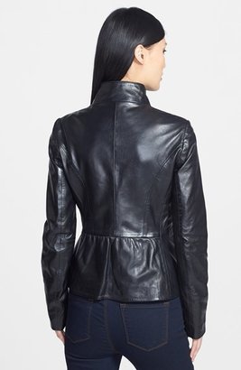 Elie Tahari 'Beverly' Genuine Leather Asymmetrical Zip Jacket
