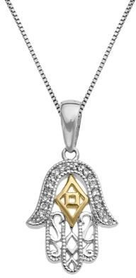 Lord & Taylor Sterling Silver and 14Kt Yellow Gold Pendant Necklace with Diamonds