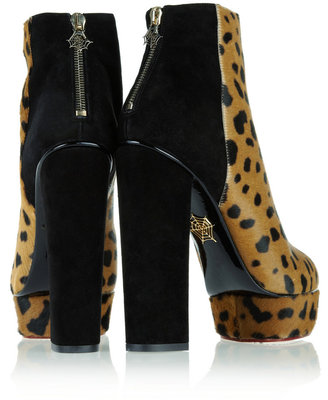 Charlotte Olympia Valerie leopard-print calf hair and suede ankle boots