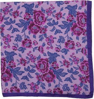 Duchamp Floral Print Pocket Square-Purple