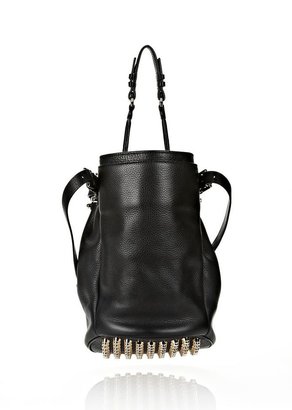 Alexander Wang Diego In Black Soft Pebble Leather With Pale Gold