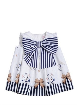MonnaLisa Disney Print Bow Detail Cotton Dress