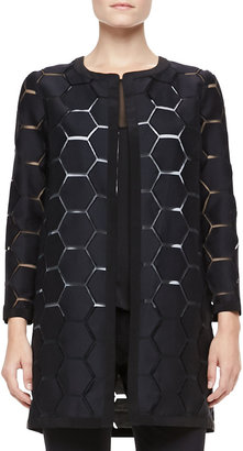 Milly Geometric Cocktail Coat, Black