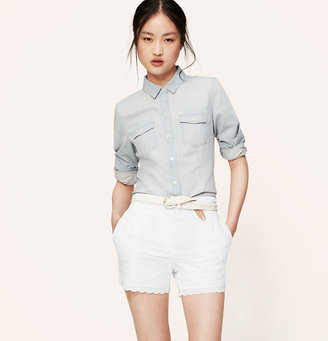 LOFT Scallop Cotton Eyelet Shorts with 4 Inch Inseam