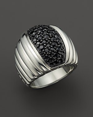 John Hardy Bedeg Sterling Silver And Black Sapphire Lava Dome Ring
