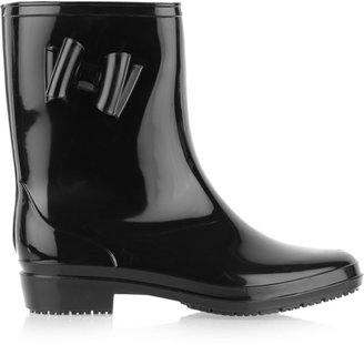 dav Bow-embellished glossed rubber rain boots