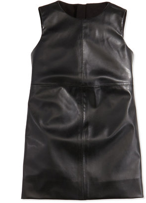 Milly Minis Faux-Leather Paneled Dress, Black, Girls' Sizes 2-7