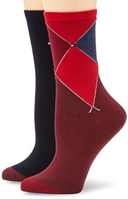Tommy Hilfiger Women's Th Women Placed Argyle Sock 2P Calf Socks