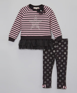 Self Esteem Pink & Black Stripe Top & Leggings - Toddler & Girls