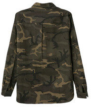 Romwe Asymmetric Embroidered Pocketed Camouflage Coat