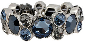 Kenneth Cole NEW YORK Silver Tone and Multi Blue Stone Stretch Bangle Bracelet
