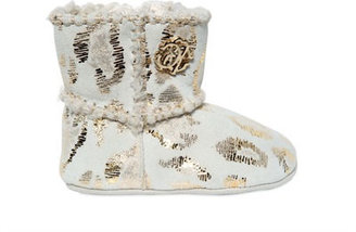 Roberto Cavalli Leopard Printed Suede And Wool Boots