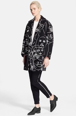 Stella McCartney Embroidered Melton Stretch Wool Coat