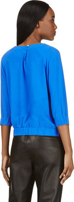 Band Of Outsiders Cobalt Silk Crewneck Blouse