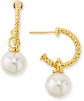 Majorica Gold-Plated Hoop & Pearl Drop Earrings