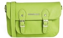 French Connection Small Cross Etched Satchel - neongreen