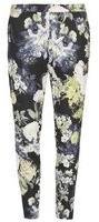 Dorothy Perkins Womens Green Floral Print Scuba Style Trousers- Green