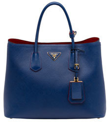 Prada Saffiano Cuir Double Bag, Blue (Bluette)