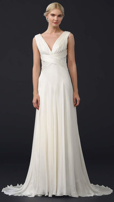 Theia Ruched Chiffon Gown