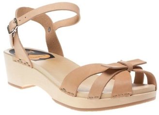 Swedish Hasbeens New Womens Natural Papillon Leather Sandals Clogs Buckle