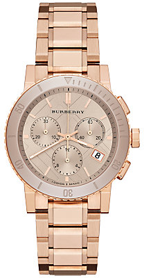 Burberry BU9703 Women's The City Chronograph Bracelet Strap Watch, Nude  Rose Gold
