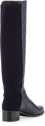 Stuart Weitzman Guard Quilted Leather Knee Boot, Navy