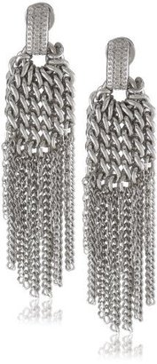 ABS by Allen Schwartz Liquid Lounge" Silver-Tone Chain Fringe Earrings