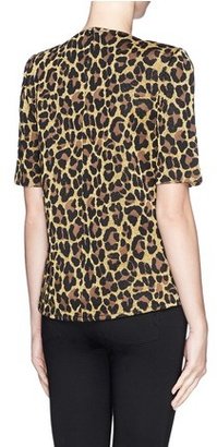 Nobrand Jewel neckline lurex leopard print blouse
