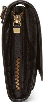 McQ Black Grain Leather Side Zip Shoulder Bag