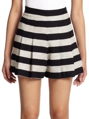 Alice + Olivia High-Waist Striped Tweed Shorts