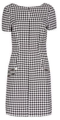 Limited Edition Zipped Pockets Dogtooth Shift Dress