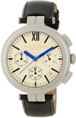 Isaac Mizrahi T-Bar Polished Chronograph Leather Strap Watch