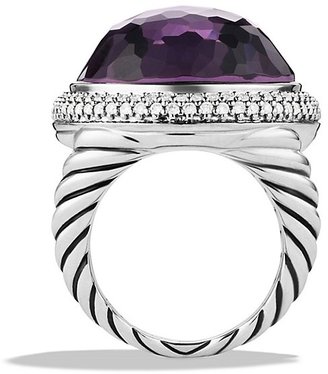 David Yurman DY Signature Oval Ring with Black Orchid & Diamonds
