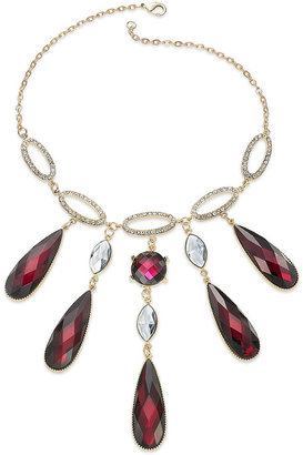 INC International Concepts Gold-Tone Ruby Cabochon Frontal Necklace