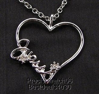 GUESS New with tags Womens necklace CHARM heart logo chain crystals  silver tone